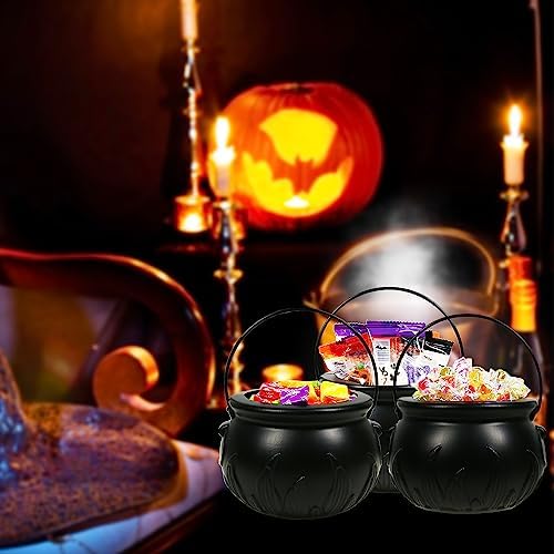 Darnassus 3PCS Halloween Cauldron on Rack Witches Cauldron Candy Bowl