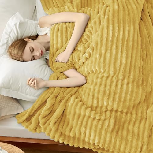 Bedsure Soft King Size Blankets for Bed Yellow 108"x90"