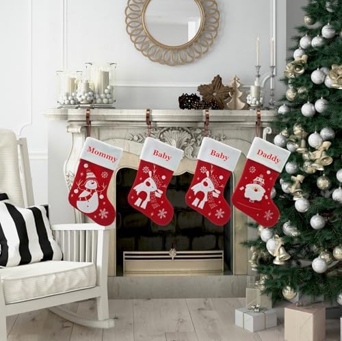 MSHALADE Christmas Stocking Holders for Mantle Set 4,Lightweight Stocking Holder No-Slip Stocking Hangers for Mantel Fireplace,Adjustable Mantel Stocking Hooks