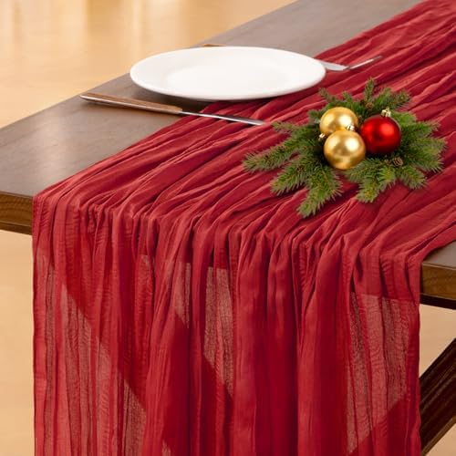 Cheesecloth Table Runner Fall Red Boho Wedding Birthday Party Home Decor