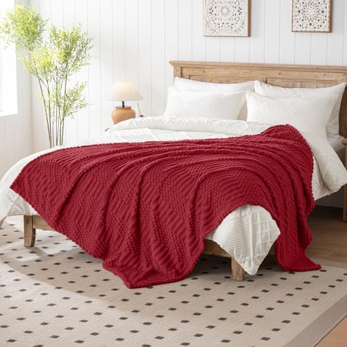 Red Throw Blanket - Soft & Fluffy Fleece, Cute & Aesthetic, Perfect for Sofa, Couch, Chair, Bed, Living Room & Bedroom