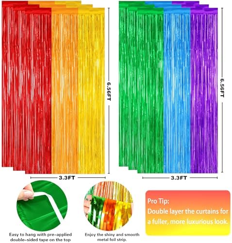 OHOME Back to School Decorations - Rainbow Streamers Backdrop Banner - Last Day of School Decorations for Classroom Decor | Rainbow Party Decorations for Cinco De Mayo Engagement Pride Fiesta Birthday