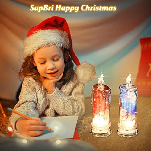 SupBri Christmas Flameless Candles, Xmas centerpieces for Tables Set of 4