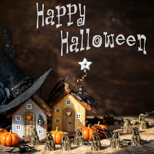 Civaner 50 Pcs Halloween Mini Brass Figurine Miniature, Grim Reaper
