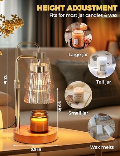 Modern Candle Warmer Lamp with 24h Cycle Timer, Dimmable Wax Melt Warmer