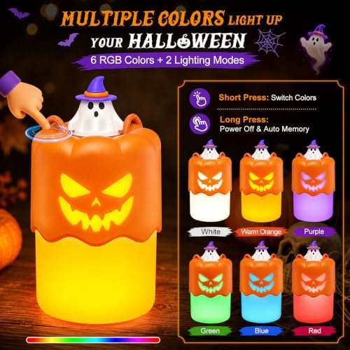 2 Pack Halloween Pumpkin Lanterns, Light Up Jack O Lantern Halloween Decor