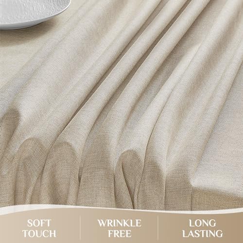 Softalker Large Beige Tablecloths Rectangular 144 x 60 inch Linen Textured Table Cloth Outdoor Waterproof, Stain and Wrinkle Resistant, Table Cloths for 6/8/10 Foot Rectangle Tables Decor for Spring