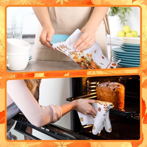 Ganeen 6 Pcs Thanksgiving Turkey Kitchen Towels, Vintage Fall Hand Towels