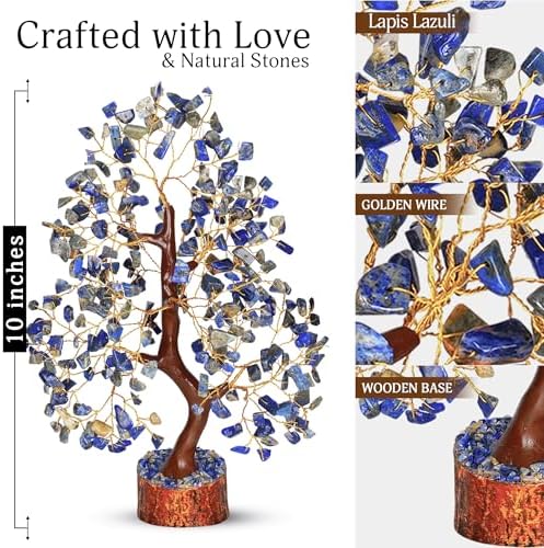 YATSKIA Lapis Lazuli Crystal Tree | Healing Crystal Gemstone Tree Decor | Home Office Decor | Housewarming Gifts New