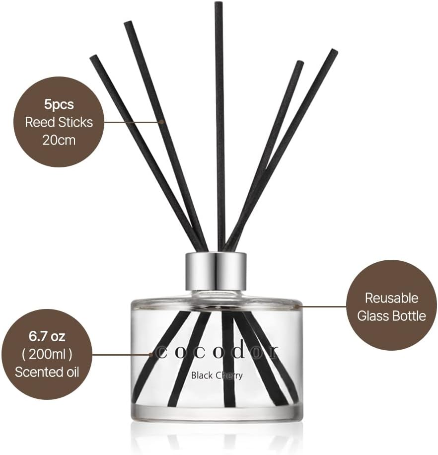 COCODOR Signature Reed Diffuser Set/ / 6.7oz / /Home Fragrance Diffuser / Black Cherry / 6.7ounce/