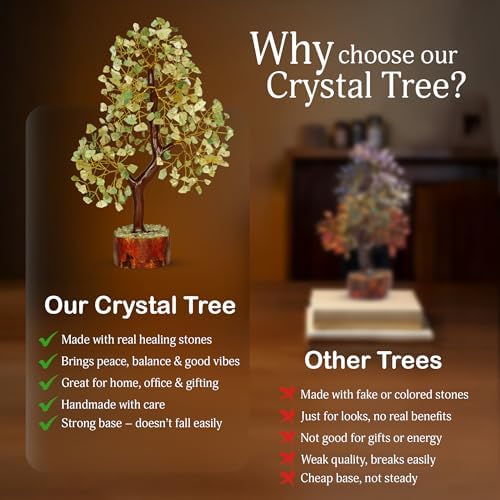YATSKIA Green Jade Crystal Tree | Crystal Money Tree | Gifts for Mom | Bonsai Tree Decor | Feng Shui Decor | Birthday