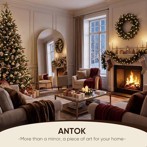 Antok 68" x26” Arched Full Length Mirror, Floor Mirror with Stand,Gold