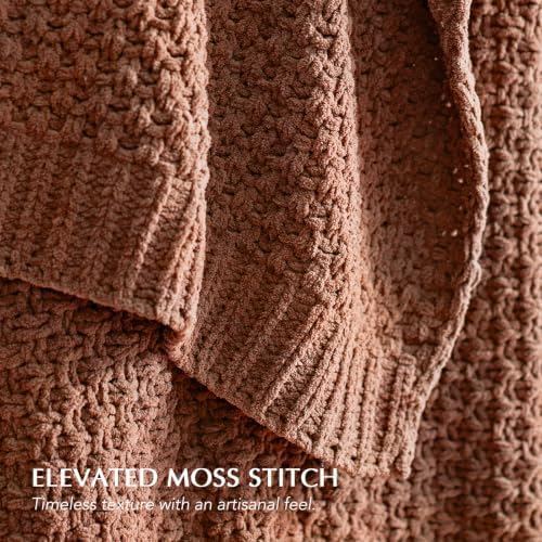 EVERGRACEHOME Chunky Chenille Knit Throw Blanket, 108x92, Terracotta Clay