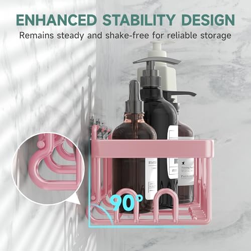 Veken Large Capacity Shower Caddy 6-Pack, No Drilling & Rustproof, Adhesive Shower Shelves with Soap Holder, Bathroom