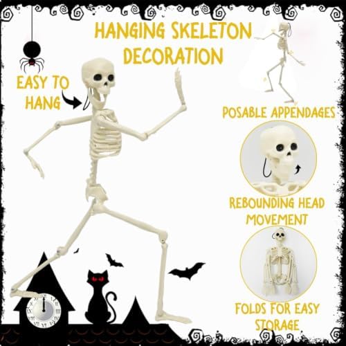 CAMIRUS 5PACK Halloween Skeleton Decorations, 16" Full Body Mini Skeletons