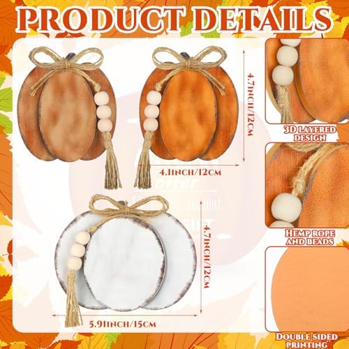 Cinnvoice 3 Pcs Fall Decorations for Home Pumpkin Table Decor