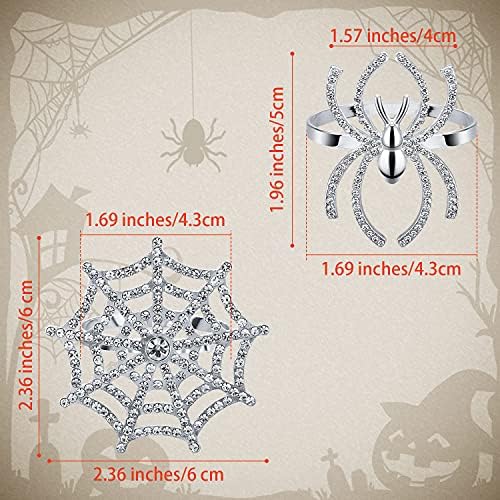 Patelai 12 Pcs Spider Napkin Rings Halloween Napkin Ring, Sliver, Glitter