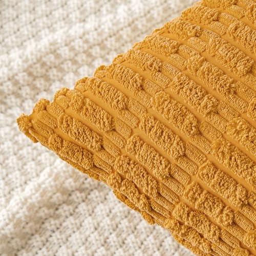 MIULEE Corduroy Decorative Throw Pillow Covers 16x16 Gold Yellow Pack of 2