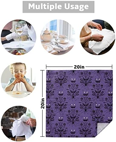 Kitchen Cloth Napkins 4 Pack, Halloween Haunted Ghost House Mansion Dinner Napkins Soft Table Napkin for Family Dinners Cocktail Parties Wedding, Washable & Reusable 20" x 20"