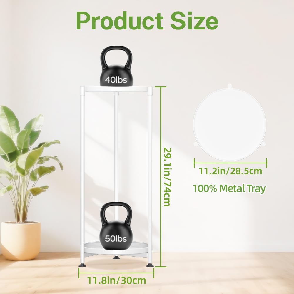 iDavosic.ly 2 Tier Metal Corner Plant Stand Indoor Outdoor, 29'' Tall White | Vertical Flower Display Holder for 11''
