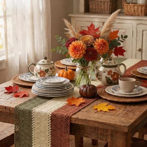 Artoid Mode Caramel Brown Coffee Farmhouse Rustic Table Runner 12x72 Inch