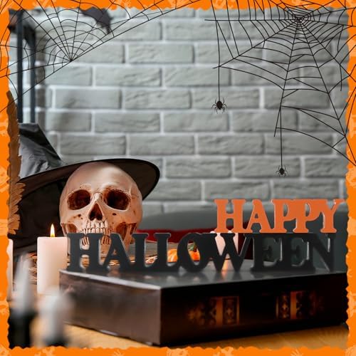 Yalikop Halloween Wooden Sign Blocks Happy Halloween Tabletop Decor
