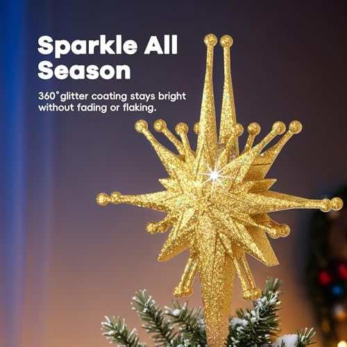 DG-Direct Christmas Tree Topper with Wide Coverage Light, Starlight Gold