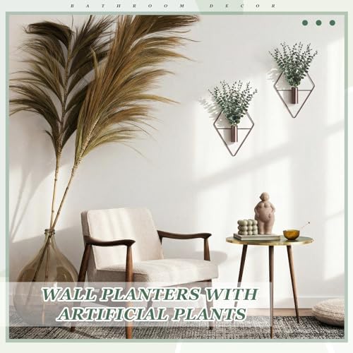 Jexine 4 Pcs Hanging Artificial Planters Wall Decor, Bronze, Eucalyptus