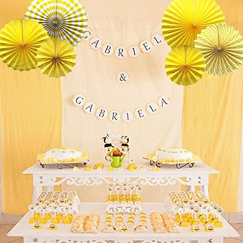 6-Pack Yellow Party Decorations, Hanging Paper Fans Wall Decor