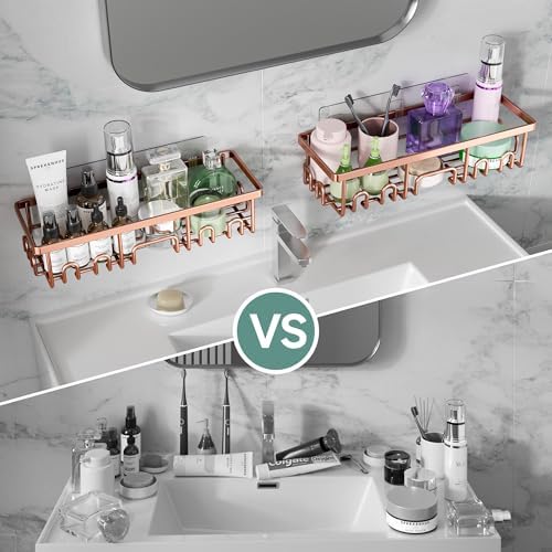Veken Shower Caddy 6-Pack, No Drilling & Rustproof, Waterproof Adhesive Shelves Rack with Soap Holder, Large Capacity