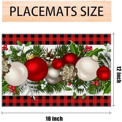 Jiudungs Christmas Placemats Set of 4, Xmas Decorations for Home Decor