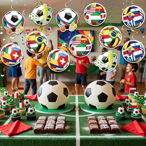 Soccer Hanging Swirls, 30Pcs Soccer Ball Ceiling Streamers Football Theme Party Swirls for Sport Event Game Hanging Decorations