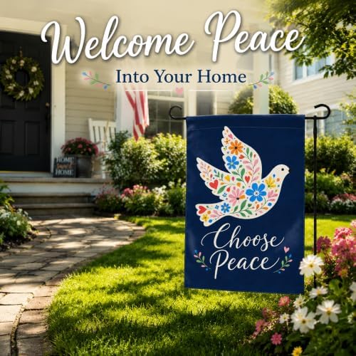 Choose Peace Garden Flag - Floral Dove Yard Flag for Summer Decorations
