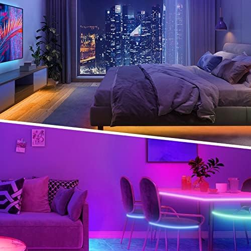KSIPZE 200ft (2 Rolls of 100 ft) Led Strip Lights RGB Music Sync Color Changing Bluetooth Led Lights with Smart App