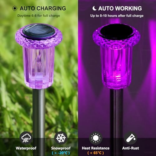 Halloween Solar Lights Outdoor 15 Pack LED Purple Pathway Lights