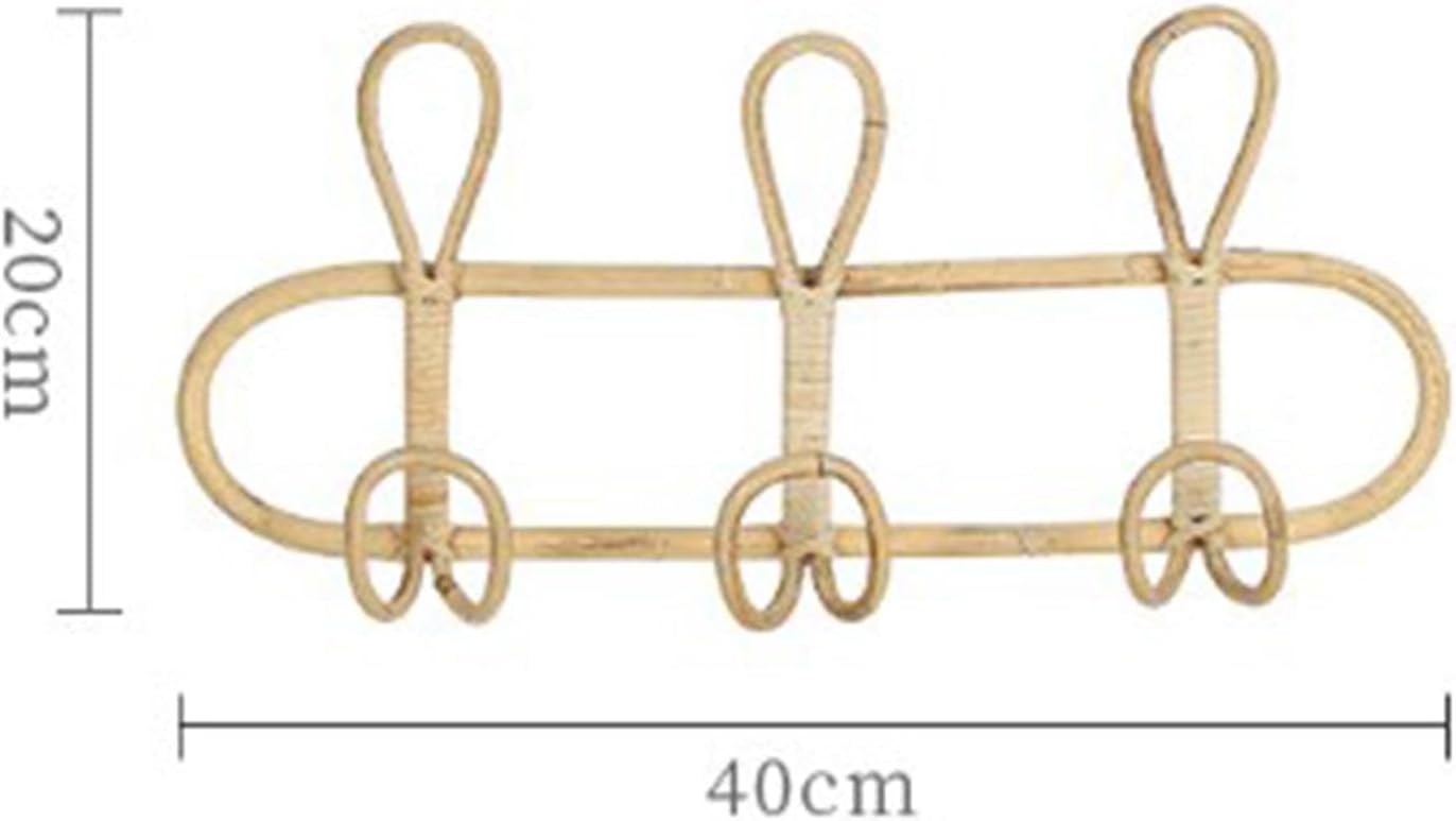 Rattan Wall Coat Rack / 3 Hooks