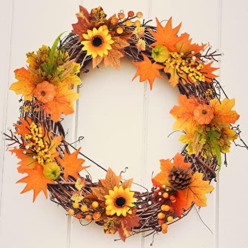 Krissing 4 Pcs Artificial Fall Floral Picks with Sunflower and Pumpkin