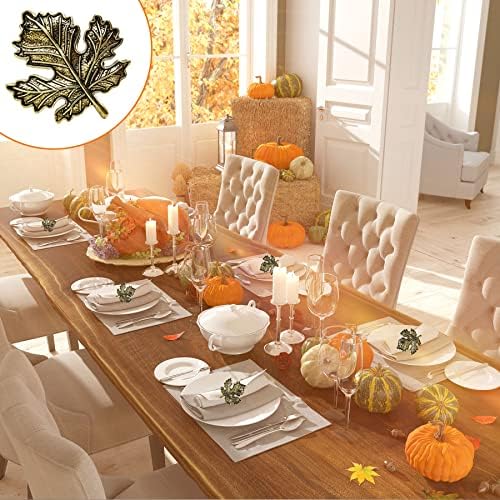 STMK Set of 12 Maple Leaf Napkin Rings, Fall Napkin Rings Alloy Napkin Holder for Fall Thanksgiving Day Theme Party Autumn Table Decorations
