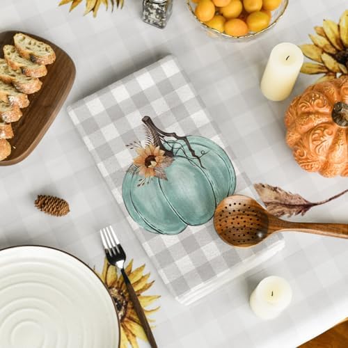 Artoid Mode Green Pumpkin Vase Fall Kitchen Towels Set of 4 18x26 Inch
