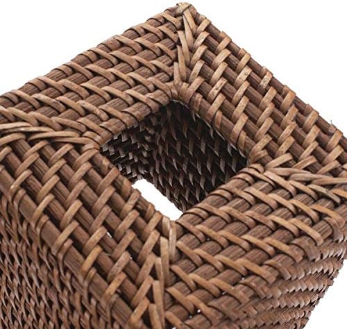 Rattan Tissue Box Cover Natural Woven Facial Napkin Holder Square / Honey Brown / 5.5 x 5.5 x 5.9