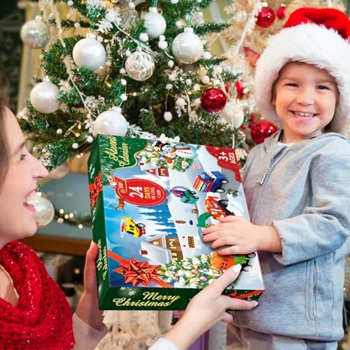 2026 Advent Calendar for Kids Boys, 24 Days Toy Cars with Scene Accessories