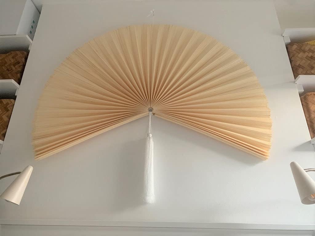 Large Bamboo Fan Wall Art for Boho Hanging Headboard / Ivory / 40inch