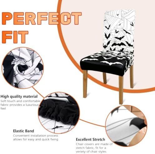 Halloween Bats Chair Covers Set of 6 for Dining Home Party Decor