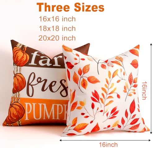 TOYPOPOR Fall Pillow Covers 16x16 4Pcs Double‑Sided Print Autumn Home Decor