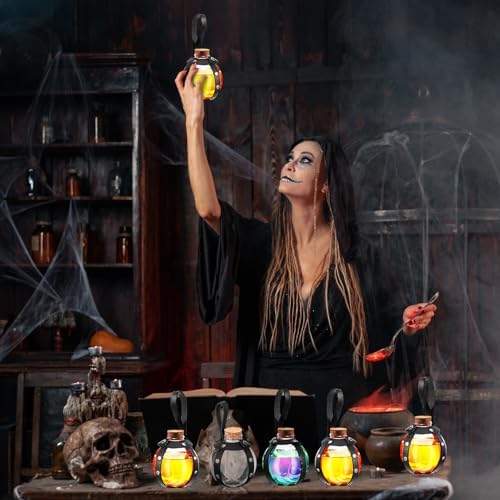 Baderke 12pcs 8.5oz Halloween Plastic Potion Bottles with Cork, Black Rivet