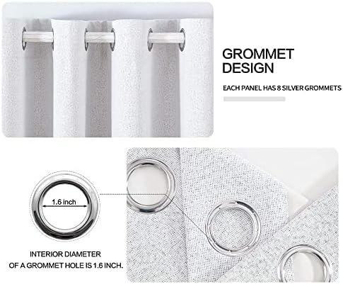 MIULEE 100% Blackout Linen Curtains for Bedroom 52x54 Inches Grayish White