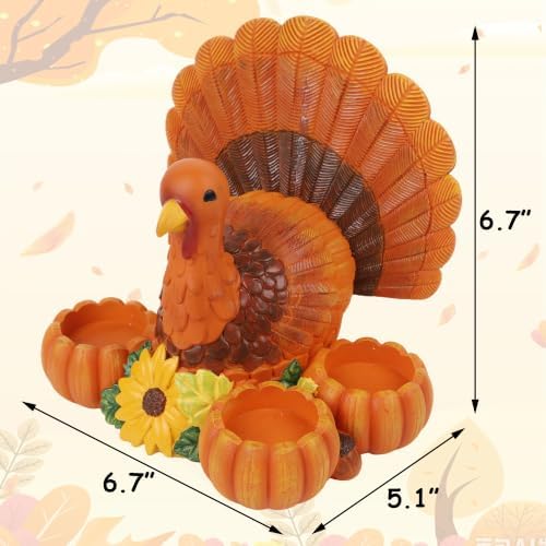 Thanksgiving Turkey Candle Holders, Turkey tealight Ornaments, Autumn Pumpkin Candle Holders, Indoor Thanksgiving Table Decorations, Resin Turkey Candle Holders