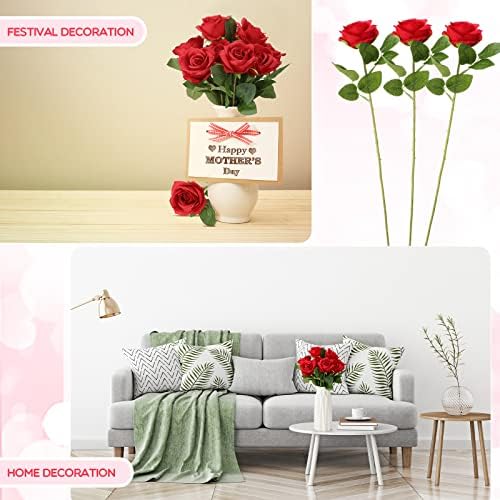 Jexine 100 Pcs Artificial Roses Flowers Bulk, Red