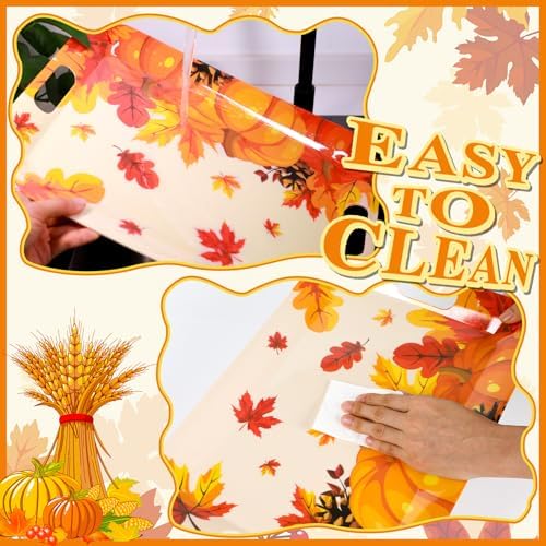 gisgfim 2Pcs Thanksgiving Day Fall Serving Tray 16.1 X 11.1 Inch Large Melamine Trays Platters with Handles Fall Pumpkin Leaves Food Trays Turkey Serving Dishes Snacks Dessert Plates Party Decorations