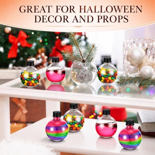 FoldTier 48 Pcs Plastic Potion Bottles with Caps,Black,Aluminum Cap